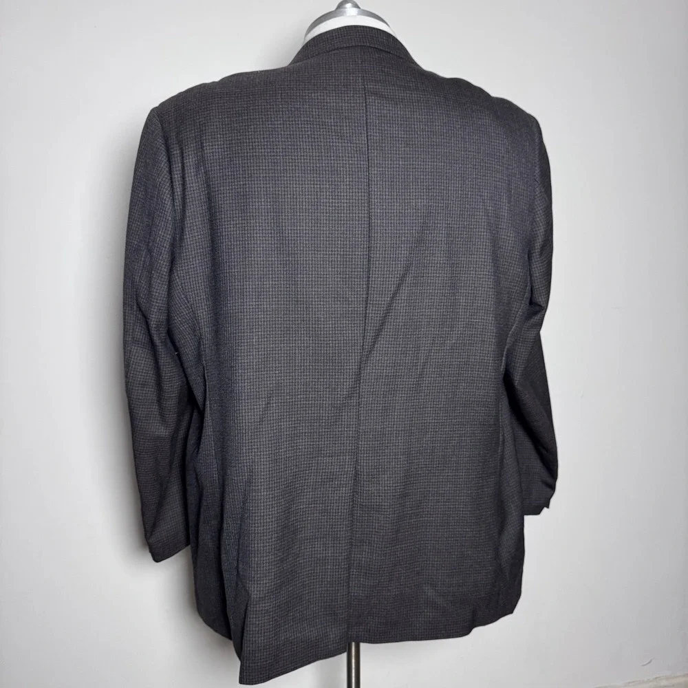 Pronto Uomo Platinum Sport Coat Mens 52L Brown Micro-Check Wool Executive Blazer
